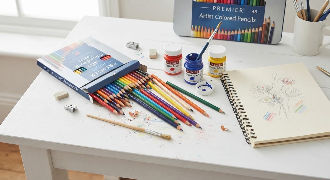 Colour pencils, crayons and art supplies
