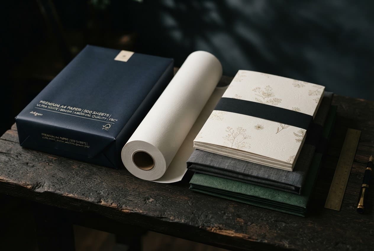 Stacks of paper and wrapping sheets