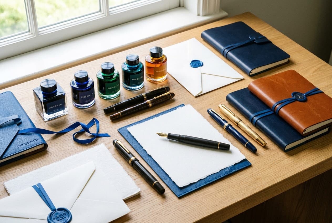 Luxury fountain pens, inks and leather journals
